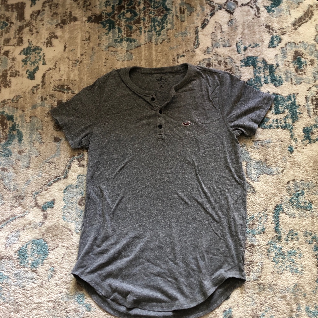 Grey Hollister Henley Curved Hem